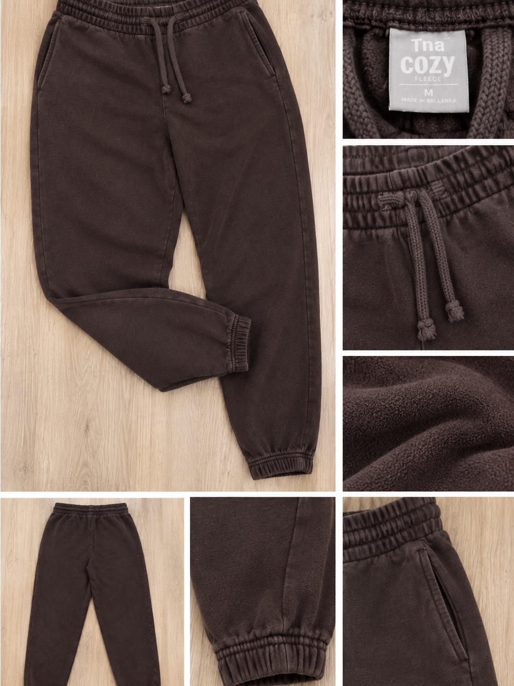 TNA Cozy Fleece Joggers in Dark Brown